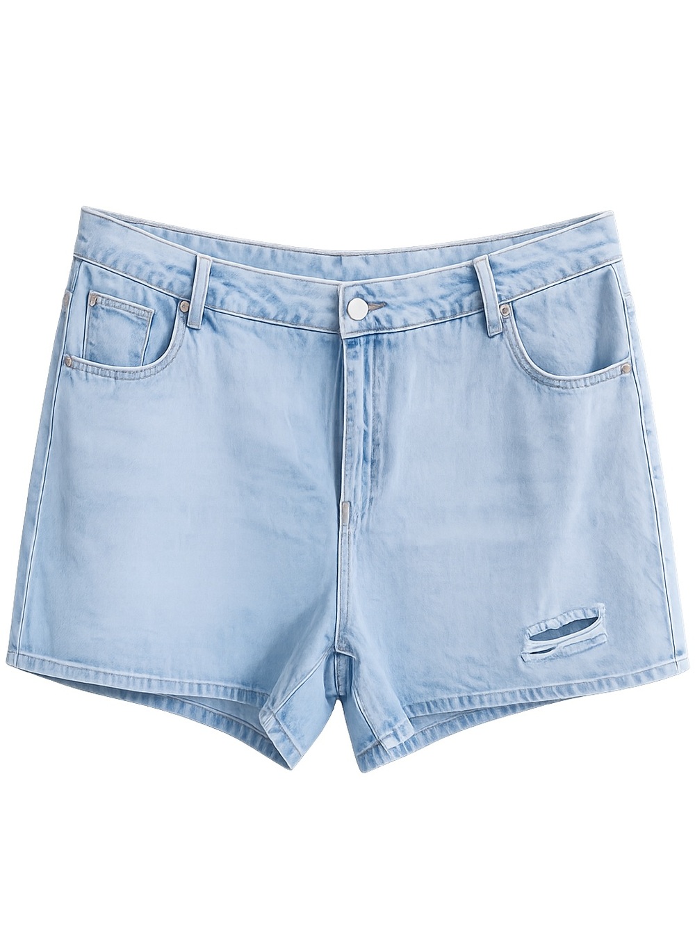 Light Wash Denim Women's Shorts - Casual High-Rise Style